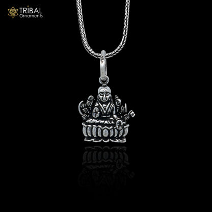 Sterling silver handmade Lord Dhan Laxmi ji pendant by Tribal Ornaments, stylish tribal jewelry design for women.
