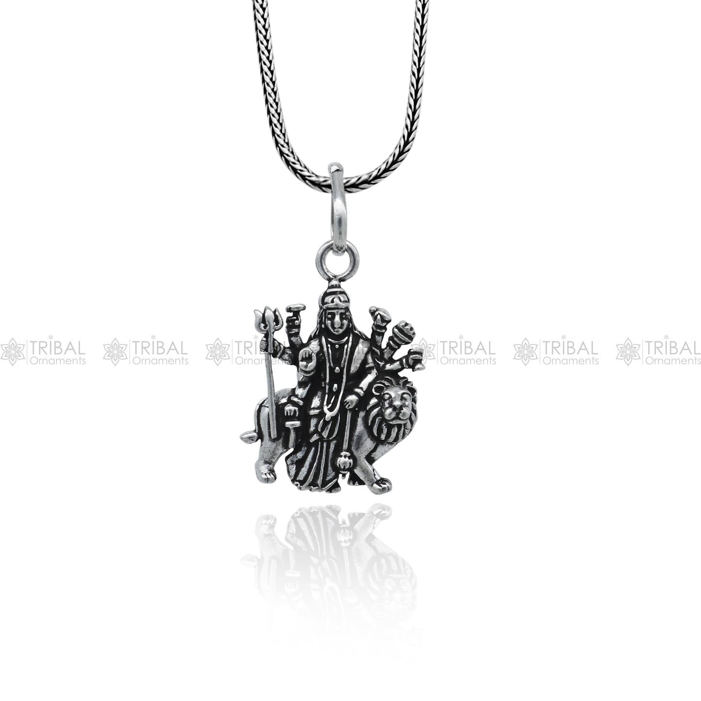 925 sterling silver handmade Lord Durga  maa design stylish pendant nsp992 - TRIBAL ORNAMENTS