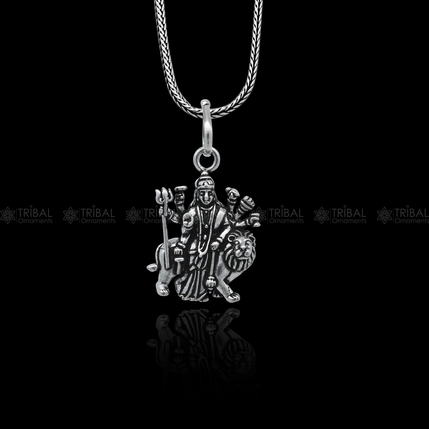 925 sterling silver handmade Lord Durga  maa design stylish pendant nsp992 - TRIBAL ORNAMENTS