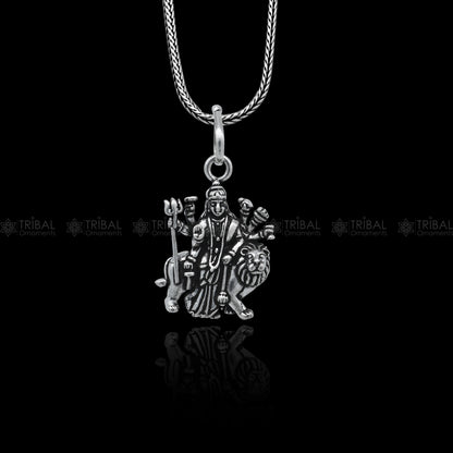 925 sterling silver handmade Lord Durga  maa design stylish pendant nsp992 - TRIBAL ORNAMENTS