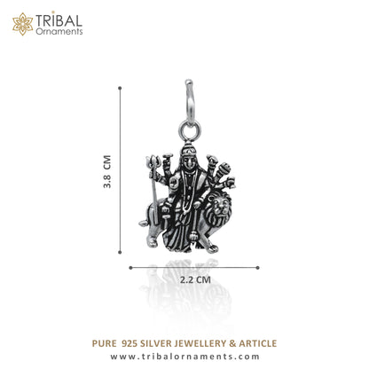 925 sterling silver handmade Lord Durga  maa design stylish pendant nsp992 - TRIBAL ORNAMENTS