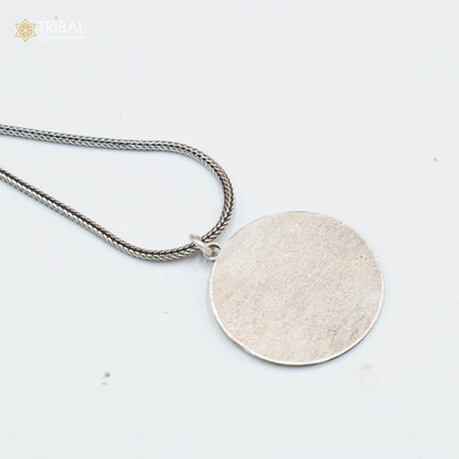 Handmade 925 sterling silver Lord Durga Shakti pendant with chain, tribal jewelry design by TRIBAL ORNAMENTS.