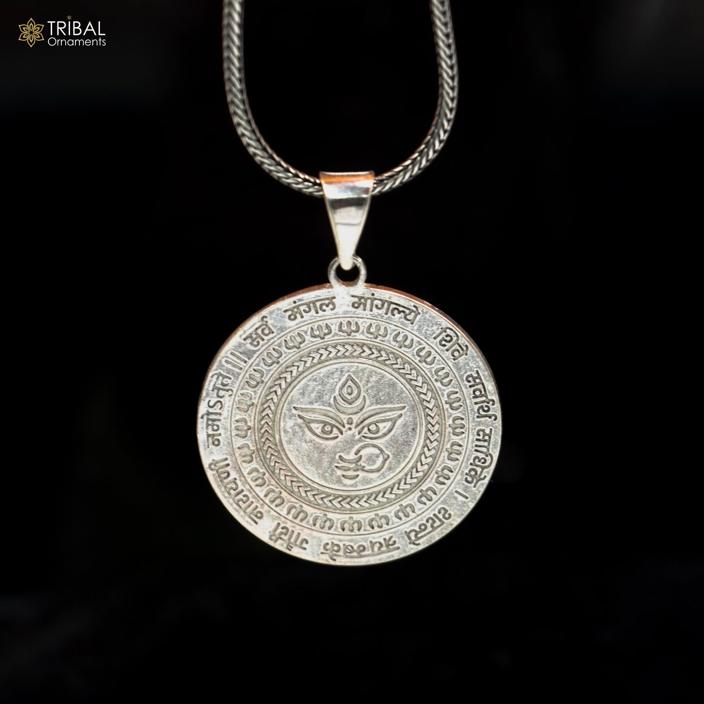 925 sterling silver handmade lord Durga shakti Pendant with chain tribal jewellery nsp1038 - TRIBAL ORNAMENTS