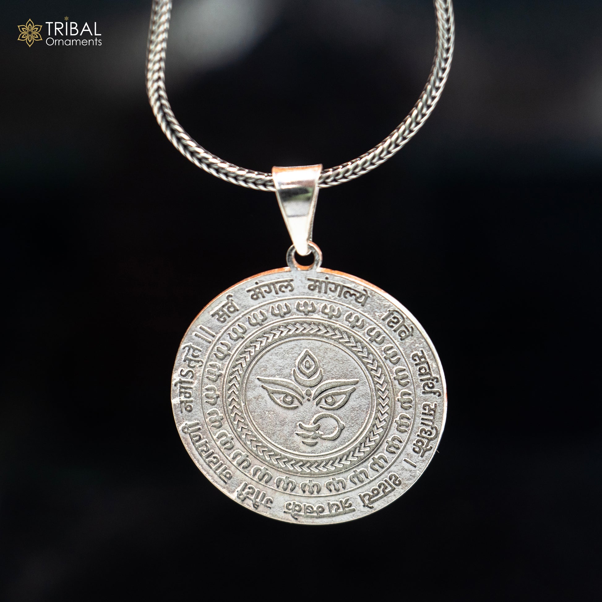 925 sterling silver handmade lord Durga shakti Pendant with chain tribal jewellery nsp1038 - TRIBAL ORNAMENTS