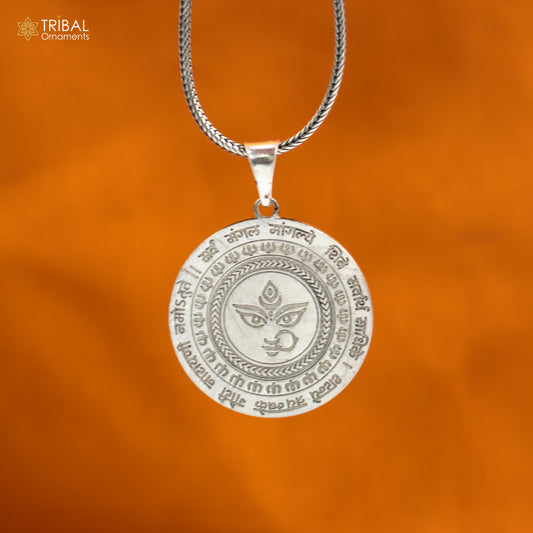 925 sterling silver handmade lord Durga shakti Pendant with chain tribal jewellery nsp1038 - TRIBAL ORNAMENTS