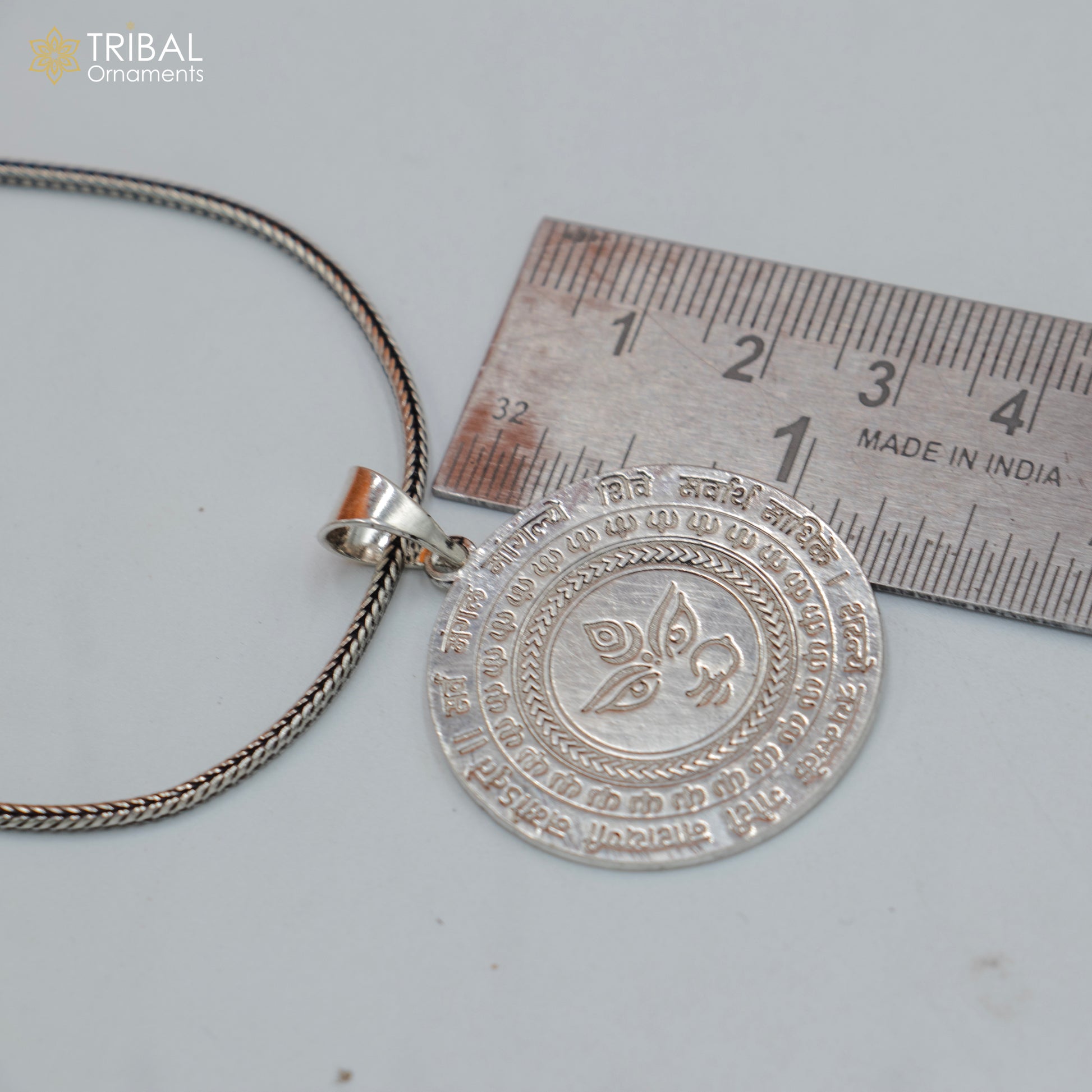 925 sterling silver handmade lord Durga shakti Pendant with chain tribal jewellery nsp1038 - TRIBAL ORNAMENTS
