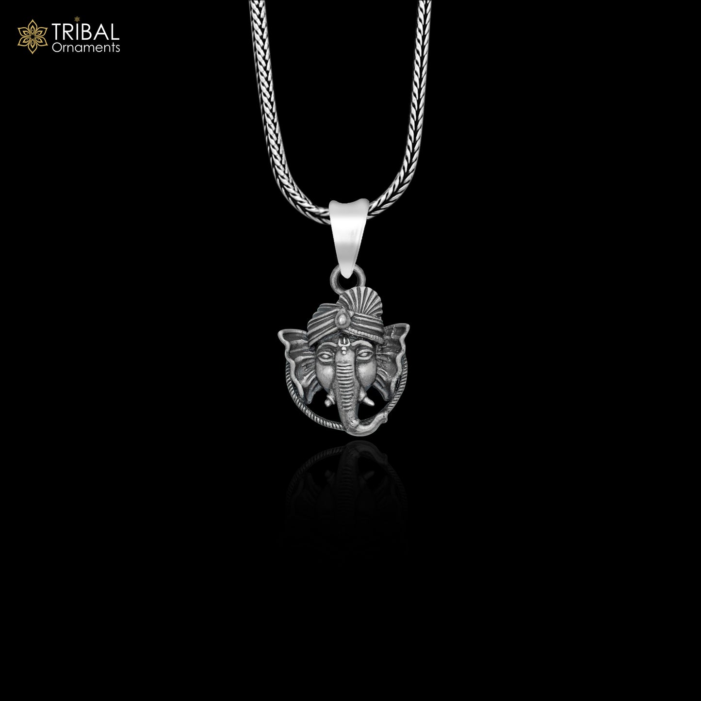 925 sterling silver handmade lord Ganesha Pendant with chain tribal jewellery nsp1028 - TRIBAL ORNAMENTS