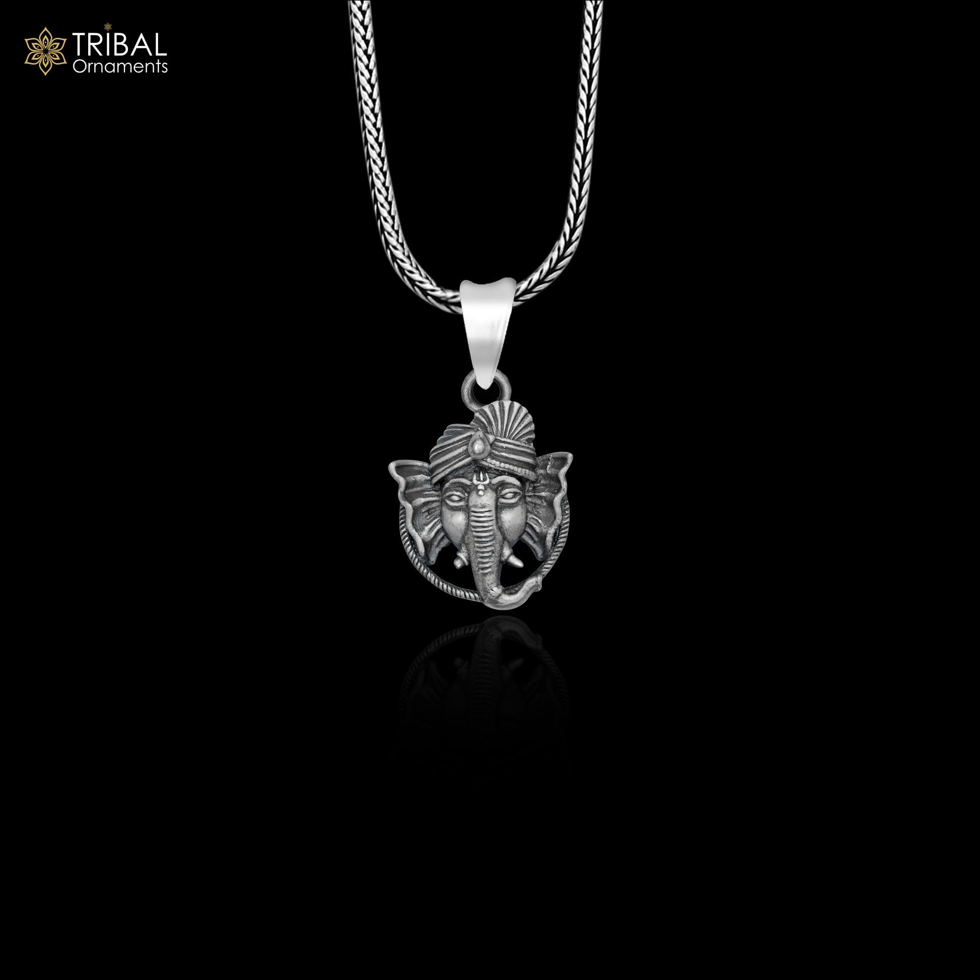 925 sterling silver handmade lord Ganesha Pendant with chain tribal jewellery nsp1028 - TRIBAL ORNAMENTS