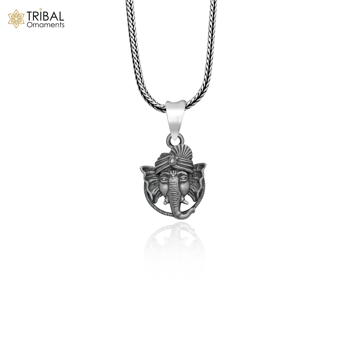 925 sterling silver handmade lord Ganesha Pendant with chain tribal jewellery nsp1028 - TRIBAL ORNAMENTS