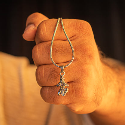 925 Sterling silver handmade Lord Hanuman Ji pendant, tribal design, detailed craftsmanship, religious jewelry accessory.