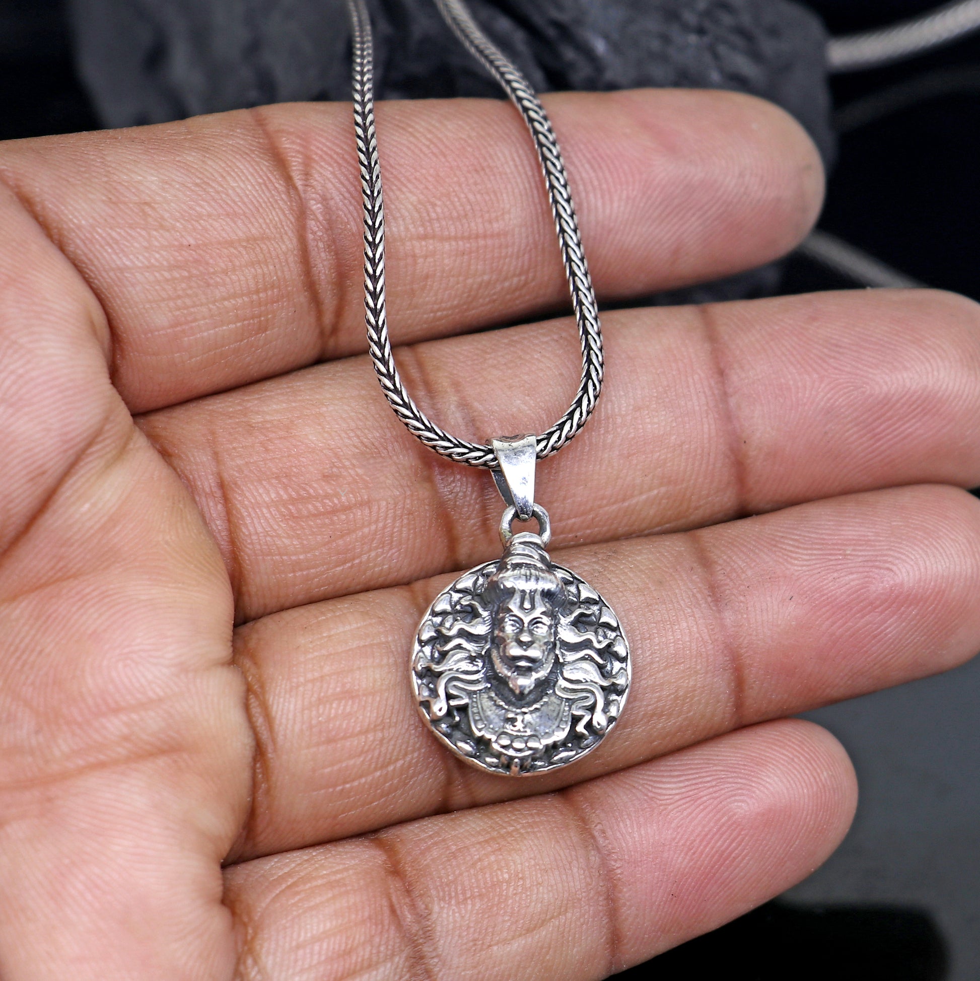 925 Sterling silver handmade  lord hanuman ji pendant nsp878 - TRIBAL ORNAMENTS