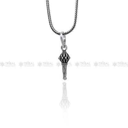 Sterling silver handmade Lord Hanuman mace pendant with traditional bgota gada sakha design, stylish and detailed religious jewelry.