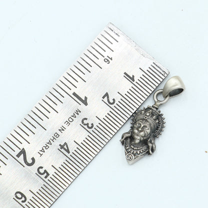 Sterling silver handmade Lord Hanuman pendant with chain, tribal jewelry design, detailed religious figure, from TRIBAL ORNAMENTS.