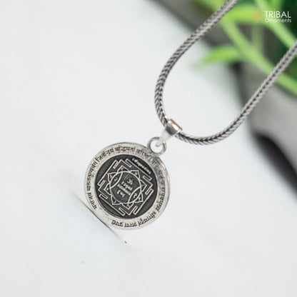 Handmade 925 sterling silver Lord Hanuman Yantra pendant with chain, tribal jewelry design by TRIBAL ORNAMENTS