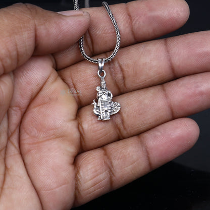 Handmade 925 sterling silver Lord Kartikey pendant with intricate tribal design, crafted by Tribal Ornaments.