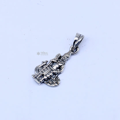 Handmade 925 sterling silver Lord Kartikey pendant with intricate tribal design, crafted by Tribal Ornaments.