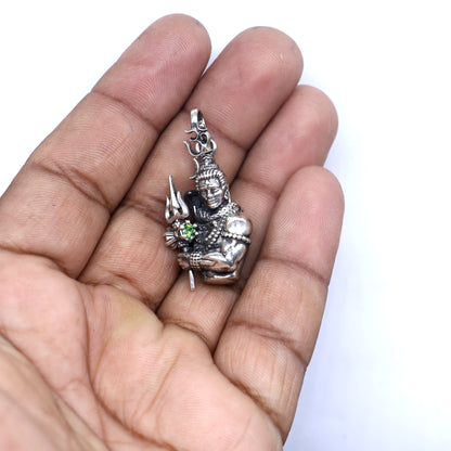 Sterling silver handmade Lord Maha Deva pendant by Tribal Ornaments, featuring intricate tribal design on a silver pendant.