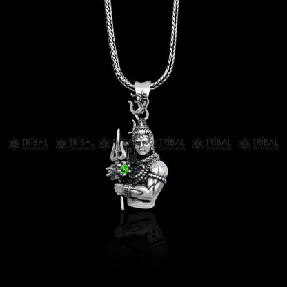 Handmade 925 Sterling silver Lord Maha Deva pendant with intricate tribal design, crafted by Tribal Ornaments.