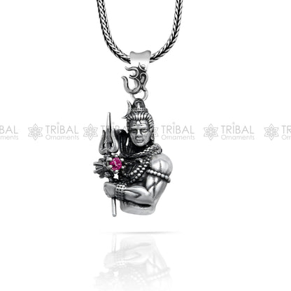 Handmade 925 sterling silver Lord Maha Deva pendant with intricate tribal design by TRIBAL ORNAMENTS.