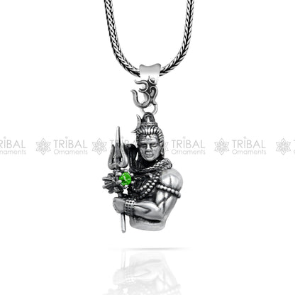 Handmade 925 sterling silver Lord Maha Deva pendant by TRIBAL ORNAMENTS, featuring intricate tribal design details.