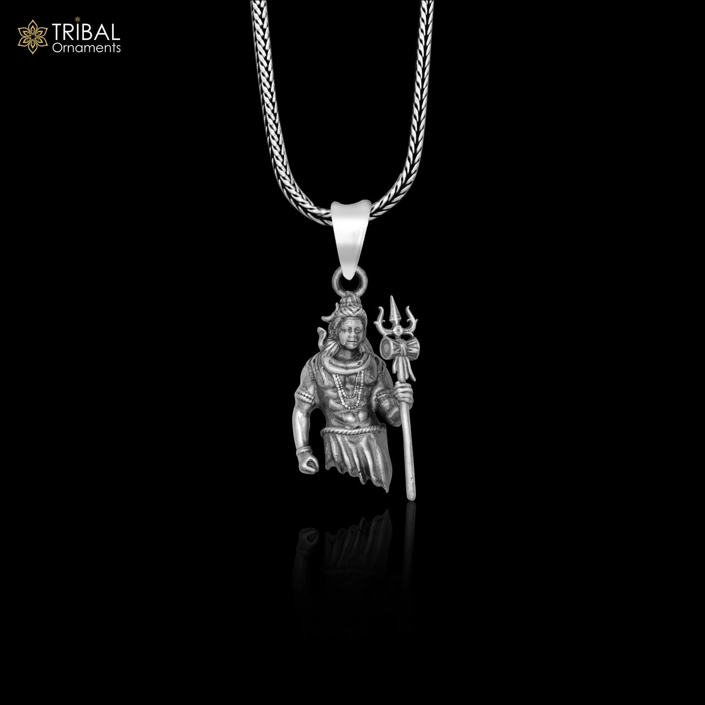 925 sterling silver handmade lord Mahadeva Pendant with chain tribal jewellery nsp1029 - TRIBAL ORNAMENTS