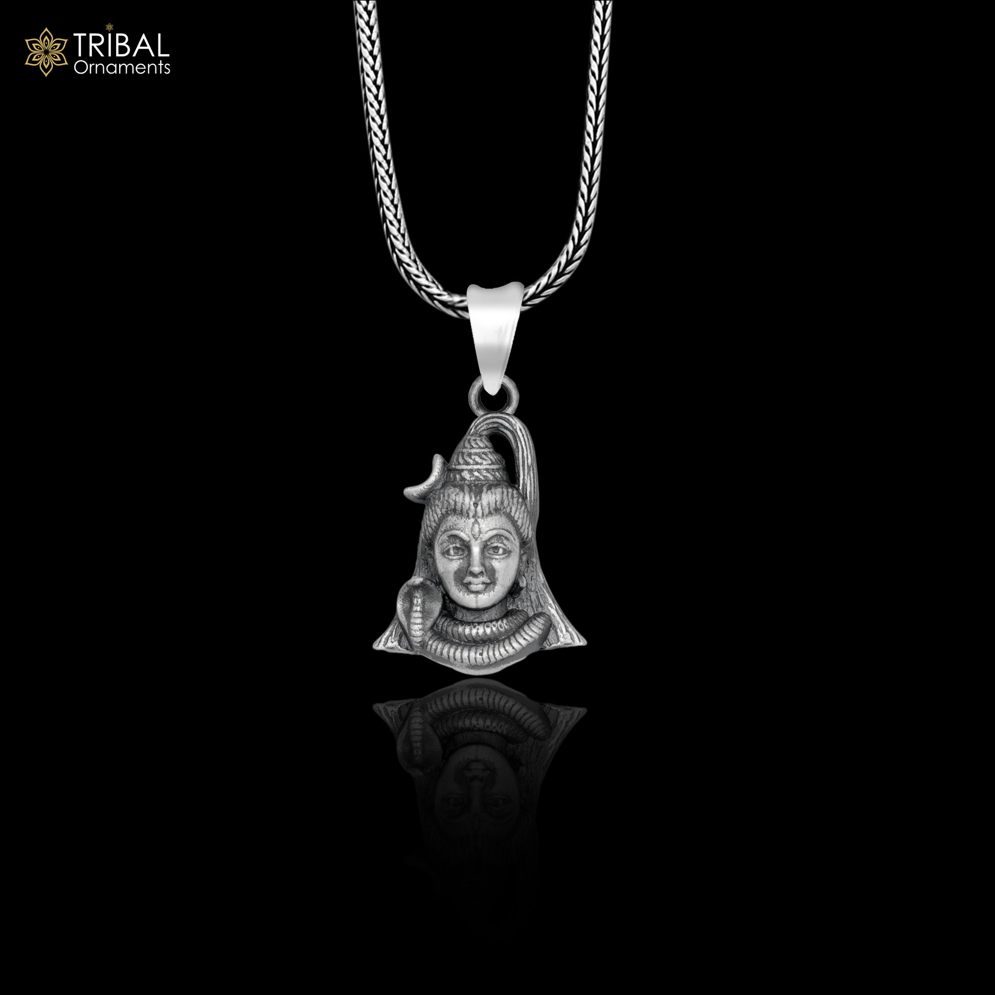 925 sterling silver handmade lord Mahadeva Pendant with chain tribal jewellery nsp1030 - TRIBAL ORNAMENTS