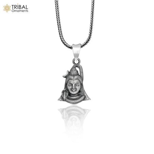 925 sterling silver handmade lord Mahadeva Pendant with chain tribal jewellery nsp1030 - TRIBAL ORNAMENTS