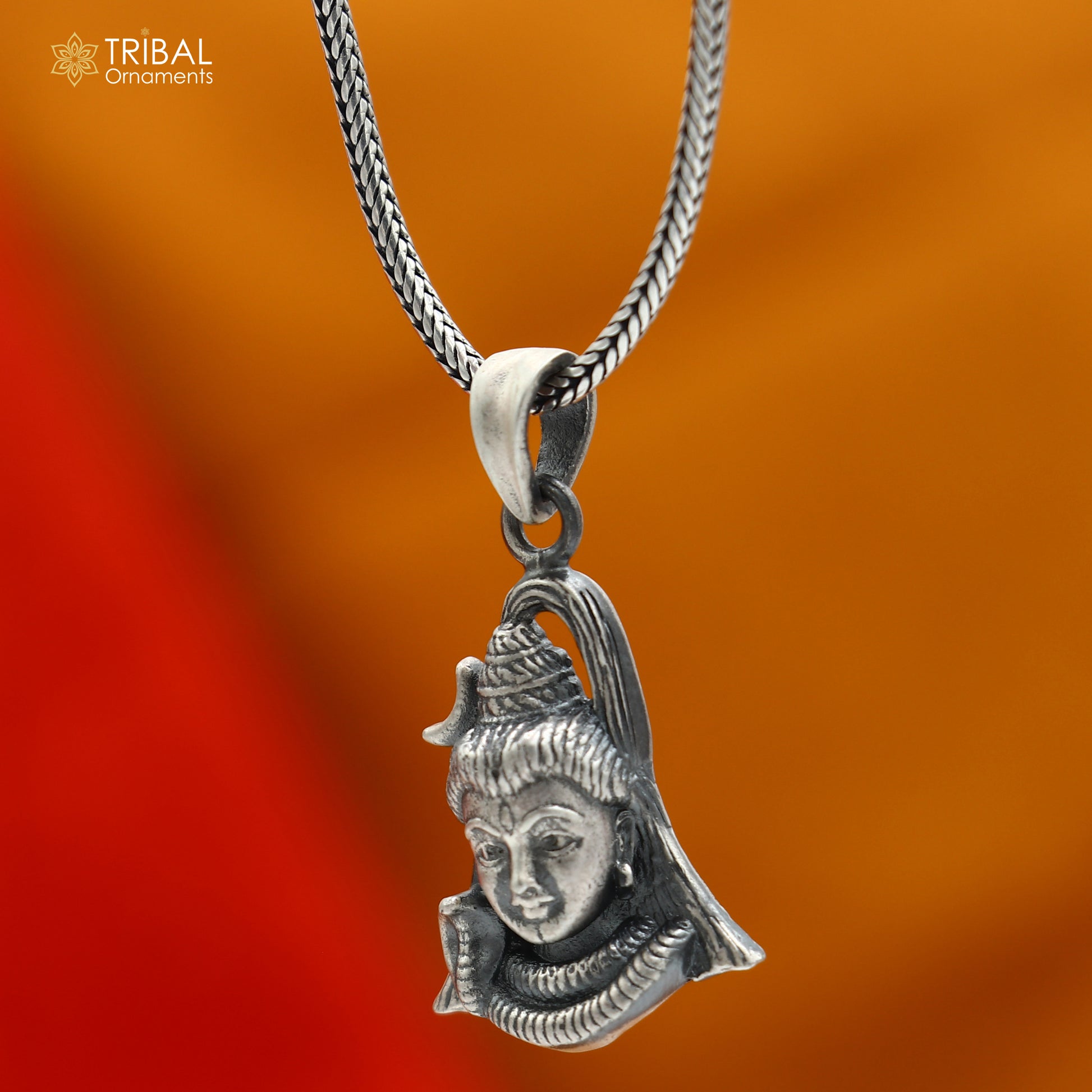 925 sterling silver handmade lord Mahadeva Pendant with chain tribal jewellery nsp1030 - TRIBAL ORNAMENTS