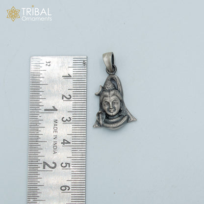 Handmade 925 sterling silver Lord Mahadeva Pendant with chain, tribal jewelry design by TRIBAL ORNAMENTS.