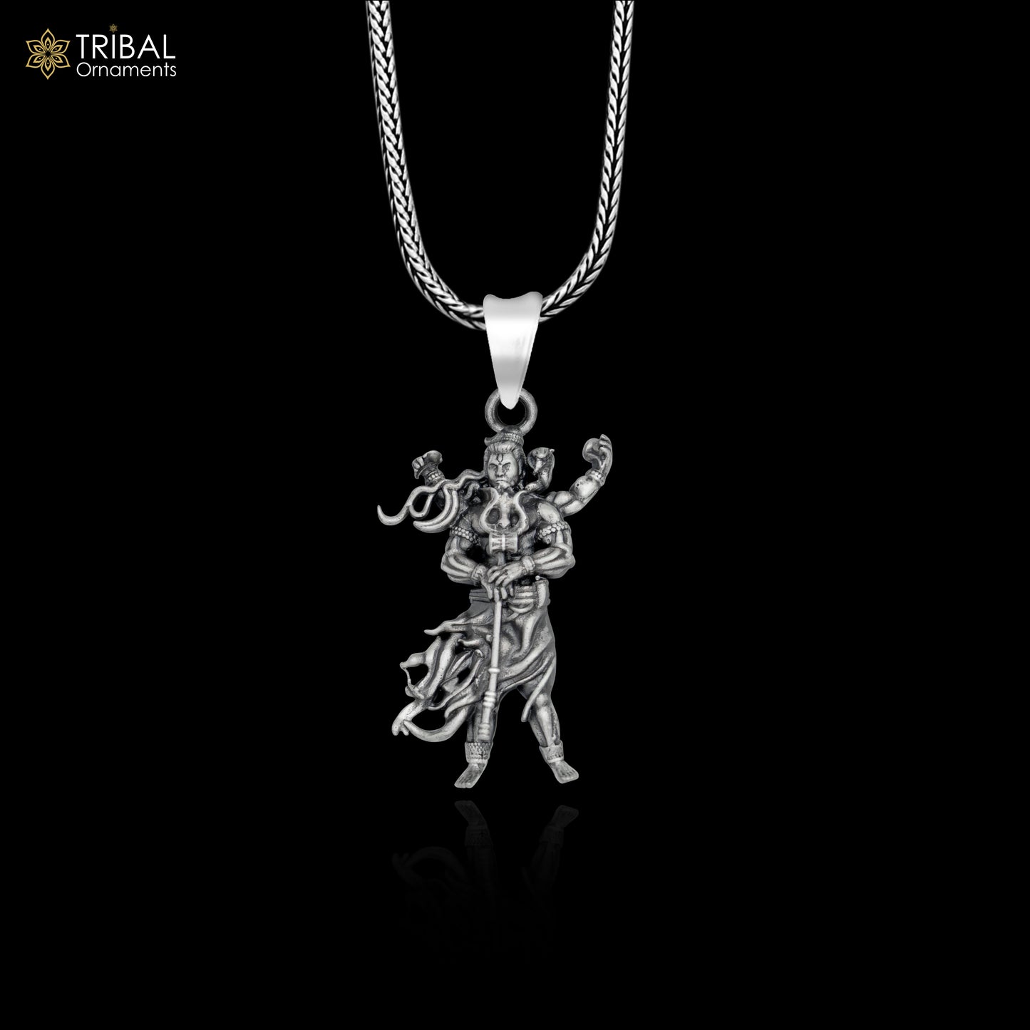 925 sterling silver handmade lord Mahadeva Pendant with chain tribal jewellery nsp1037 - TRIBAL ORNAMENTS