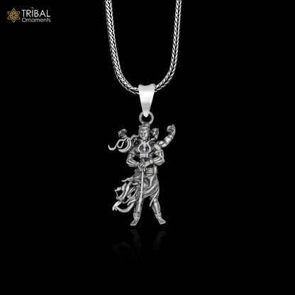 Handmade 925 sterling silver Lord Mahadeva pendant with chain, tribal jewelry design by TRIBAL ORNAMENTS.