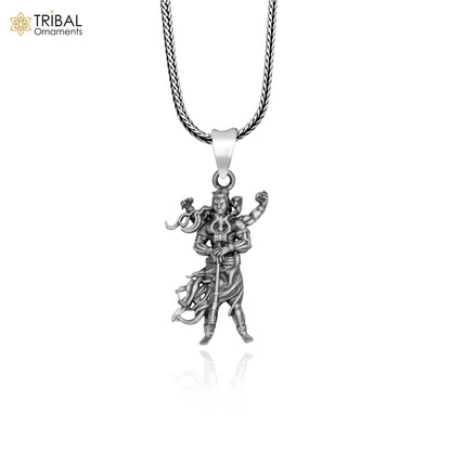 Handmade 925 sterling silver Lord Mahadeva pendant with chain, tribal jewelry design by TRIBAL ORNAMENTS.