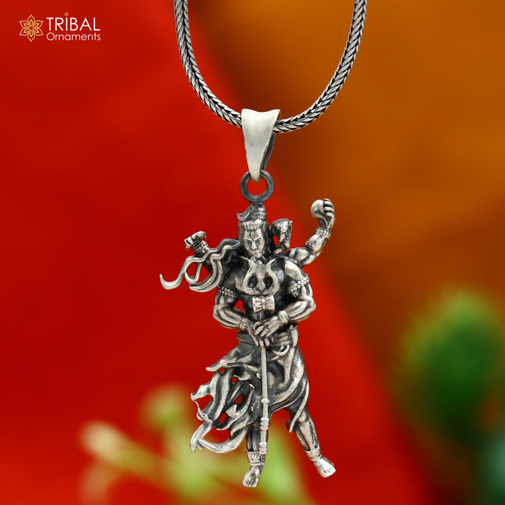 925 sterling silver handmade lord Mahadeva Pendant with chain tribal jewellery nsp1037 - TRIBAL ORNAMENTS