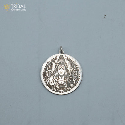 Handmade 925 sterling silver Lord Mahakal pendant with chain, tribal jewelry style from Tribal Ornaments.