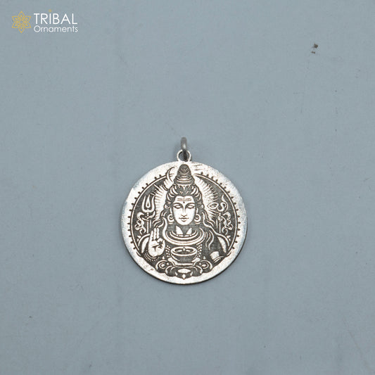 925 sterling silver handmade lord mahakal  yantram  Pendant with chain tribal jewellery nsp1040 - TRIBAL ORNAMENTS