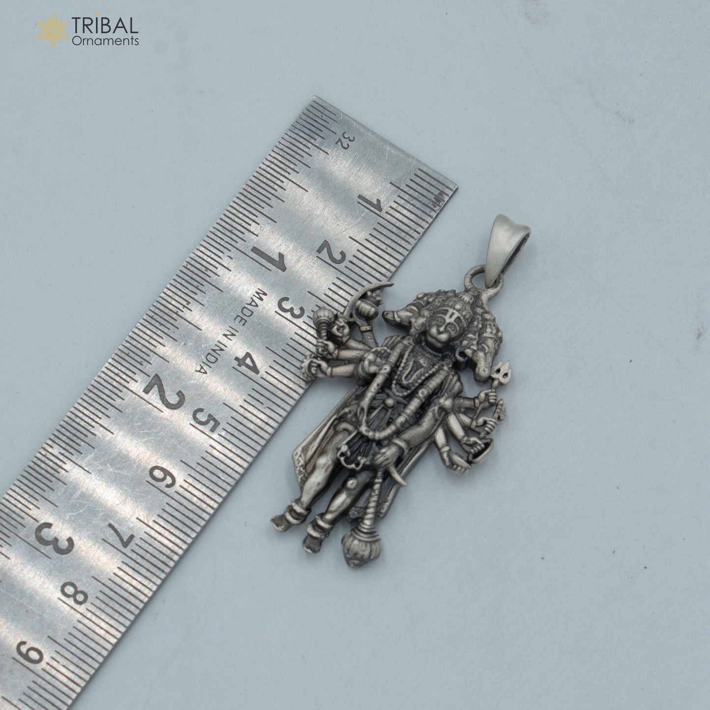 925 sterling silver handmade lord Panchmukhi Hanuman ji Pendant  with chain tribal jewellery nsp1007 - TRIBAL ORNAMENTS