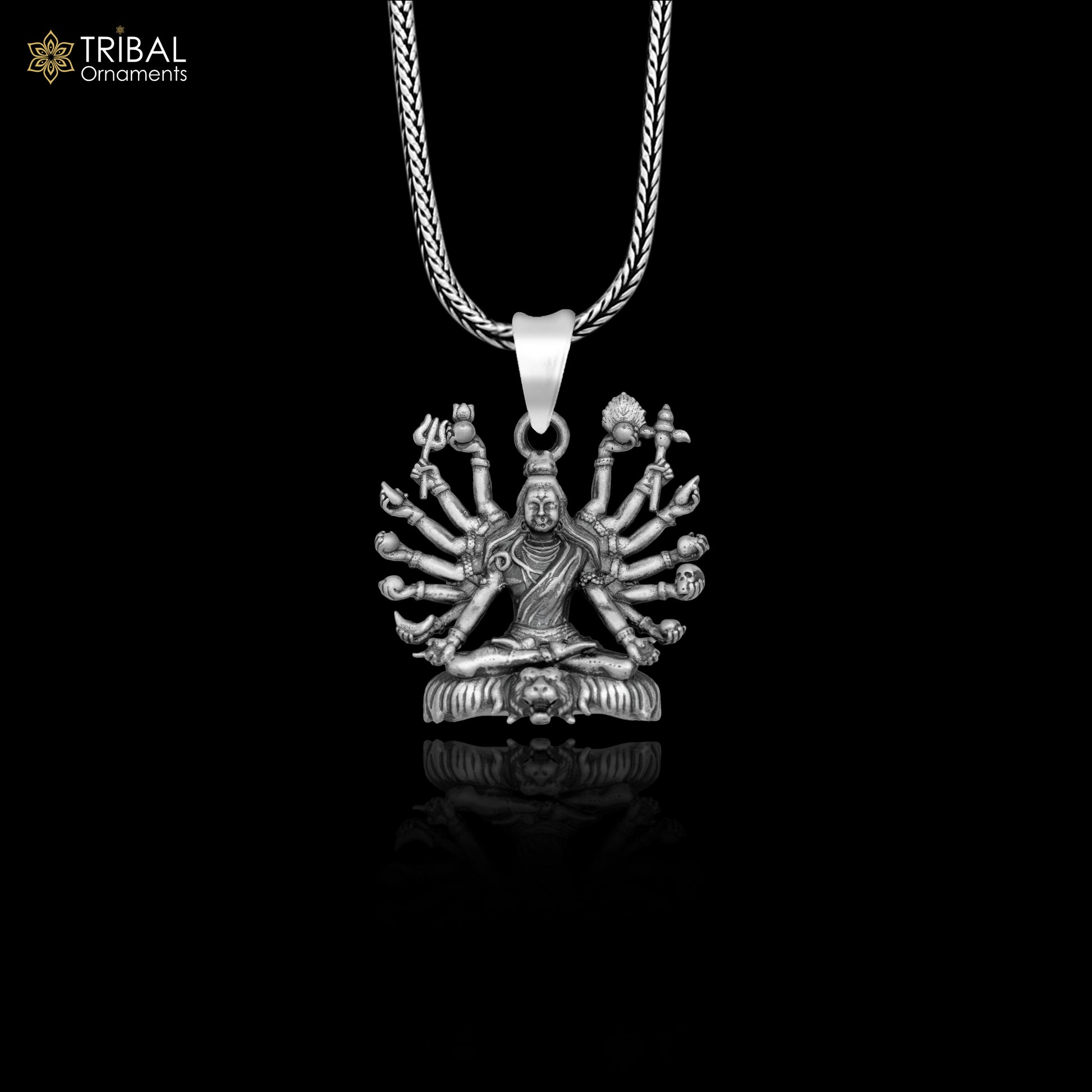 925 sterling silver handmade lord shiva (mahakal)Pendant with chain tribal jewellery nsp1006 - TRIBAL ORNAMENTS