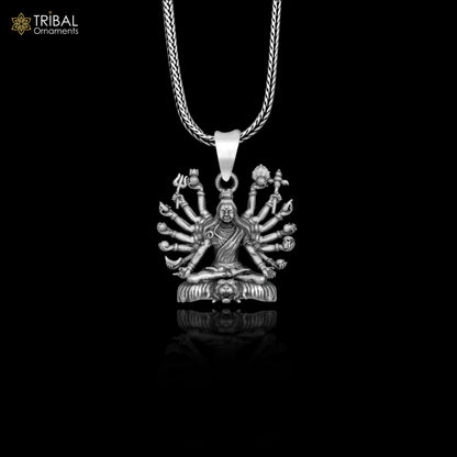 925 sterling silver handmade Lord Shiva Mahakal pendant with chain, tribal jewelry by TRIBAL ORNAMENTS.