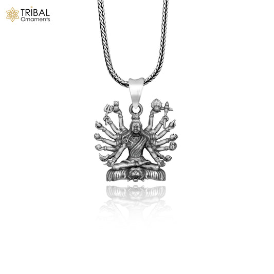 925 sterling silver handmade lord shiva (mahakal)Pendant with chain tribal jewellery nsp1006 - TRIBAL ORNAMENTS