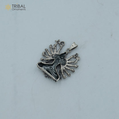 Handmade 925 sterling silver Lord Shiva Mahakal pendant with chain, tribal jewelry by TRIBAL ORNAMENTS.