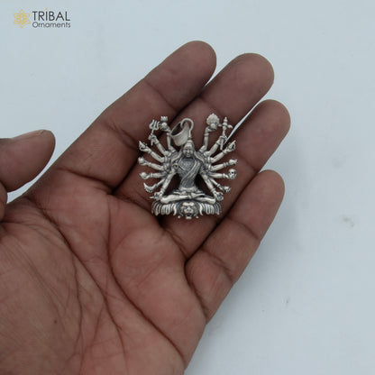 925 sterling silver handmade Lord Shiva Mahakal pendant with chain, tribal jewelry design by TRIBAL ORNAMENTS