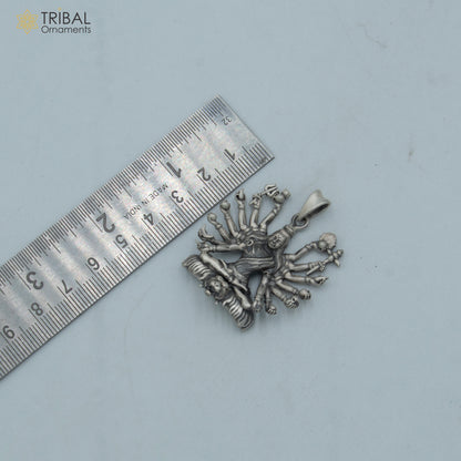925 sterling silver handmade Lord Shiva Mahakal pendant with chain, tribal jewelry design by TRIBAL ORNAMENTS.