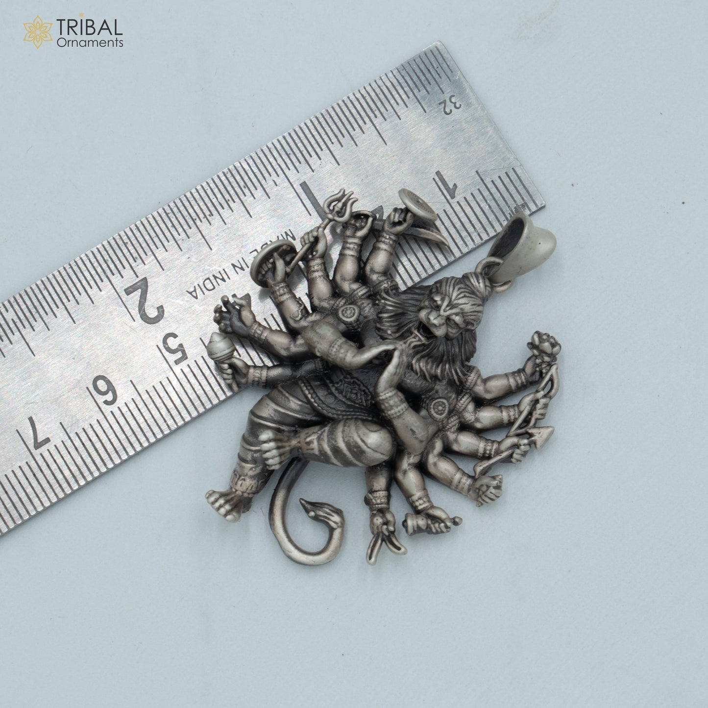 925 sterling silver handmade narasimha Pendant with chain tribal jewellery nsp1005 - TRIBAL ORNAMENTS