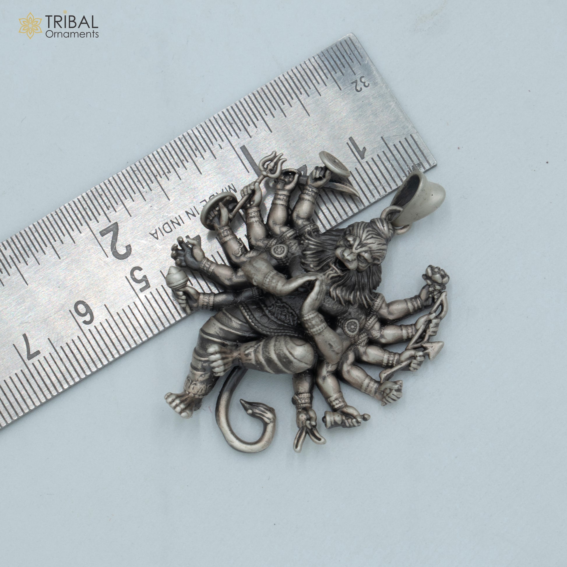 925 sterling silver handmade narasimha Pendant with chain tribal jewellery nsp1005 - TRIBAL ORNAMENTS