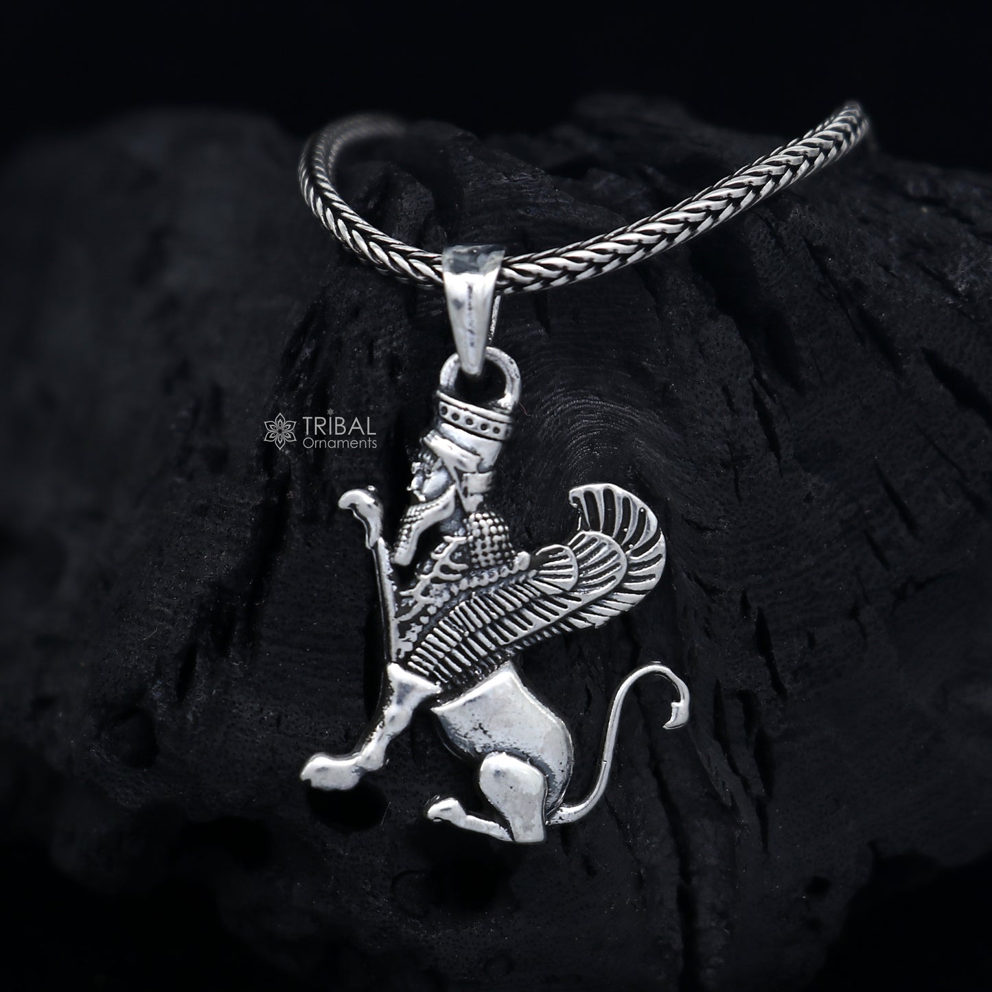 925 Sterling silver handmade  Persian winged sphinex pendant nsp881 - TRIBAL ORNAMENTS