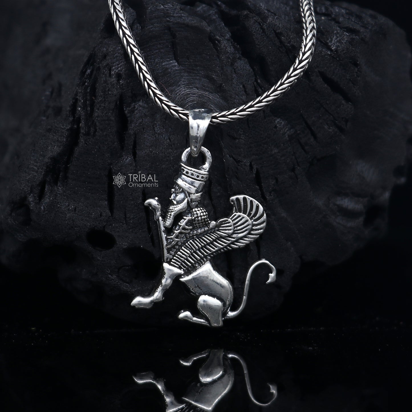 925 Sterling silver handmade  Persian winged sphinex pendant nsp881 - TRIBAL ORNAMENTS