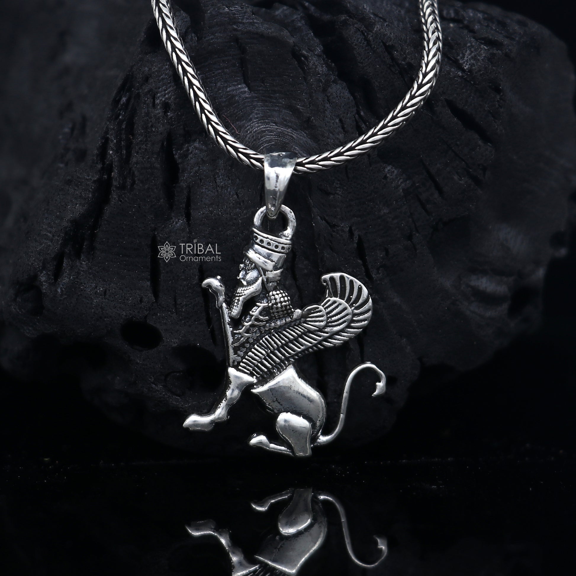 925 Sterling silver handmade  Persian winged sphinex pendant nsp881 - TRIBAL ORNAMENTS