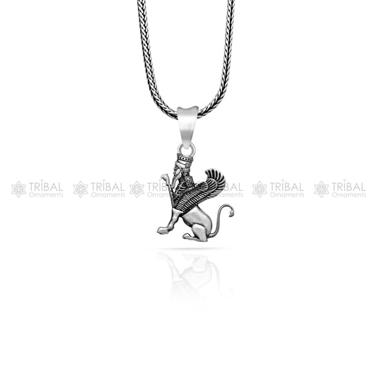 925 Sterling silver handmade  Persian winged sphinex pendant nsp881 - TRIBAL ORNAMENTS