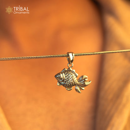 Sterling silver fish pendant by Tribal Ornaments featuring a stylish, handmade design, perfect for custom jewelry and gifting.