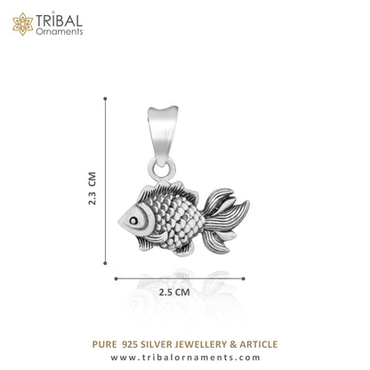 Sterling silver fish pendant by Tribal Ornaments with stylish handmade design, perfect for custom jewelry or religious gifting.